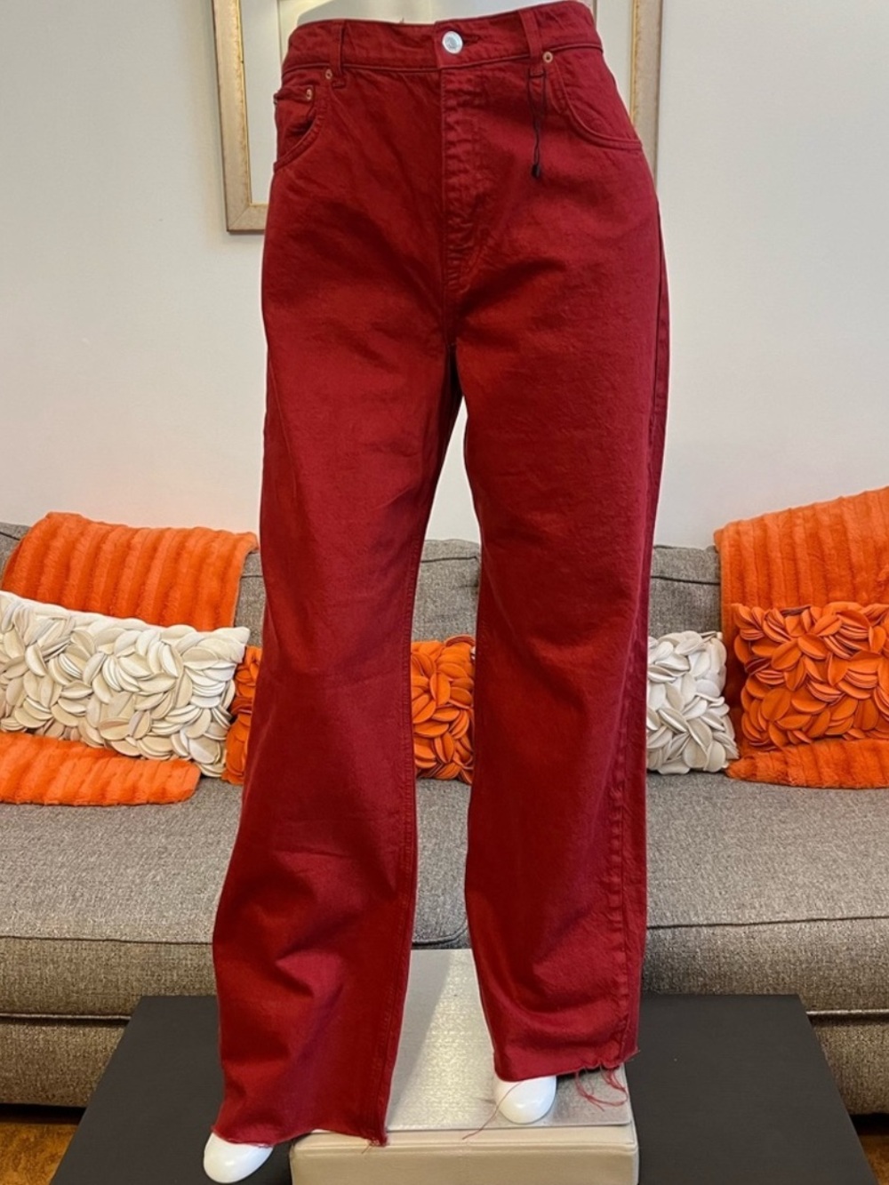 ❣️🆕Zara The 90’s Full Length Sunset Red High Rise Denim Jeans❣️